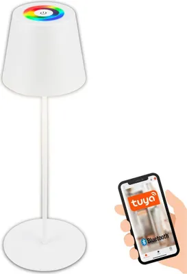 Obrázok produktu pre Briloner Coloris LED stolová lampa Smart bezdrôtová, Smart cez aplikáciu, stmievateľná, pamäťová funkcia, časovač, biela, Ø10,5 x 36 cm