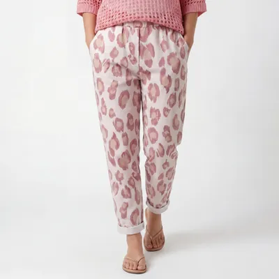 Produktbild von Stretchhose Damen Leo Look leichte Loungehose 40 42 44 Freizeithose mit Stretch