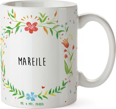 Produktbild von Mr. & Mrs. Panda Teetasse Mareile - Geschenk, Bedruckte Tasse, Kaffeetasse, Teebecher, Kaffeebecher
