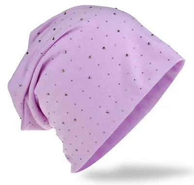 Produktbild von Beanie Muetze Strass Nieten Flieder