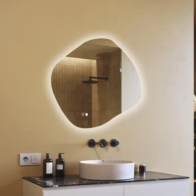 Produktbild von Badspiegel 94x84cm - Ovalmit LED Beleuchtung - LED Dual und Touchsensor und Heizmatte
