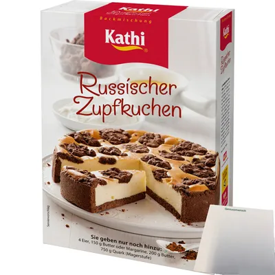 Produktbild von Kathi Backmischung für Russischer Zupfkuchen (610g Packung) + usy Block