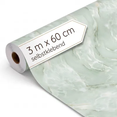 Produktbild von Dalsys Wandverkleidung selbstklebend 60x300cm Marmoroptik Salbeigrün - PVC Wandpaneele auf Rolle, flexible Wandverkleidung Badezimmer wasserfest, 2,3mm Materialstärke, Spritzschutz Küchenrückwand