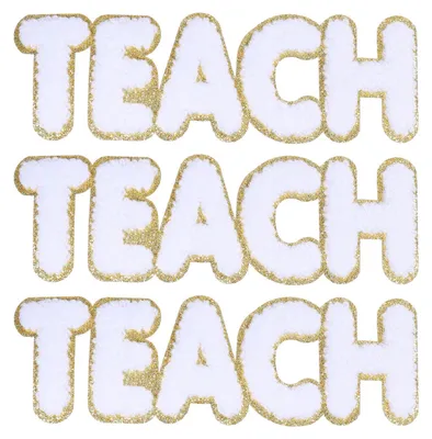 3 Chenille-Buchstaben-Patches, goldener Rand, 17,4 cm, DIY-Deko