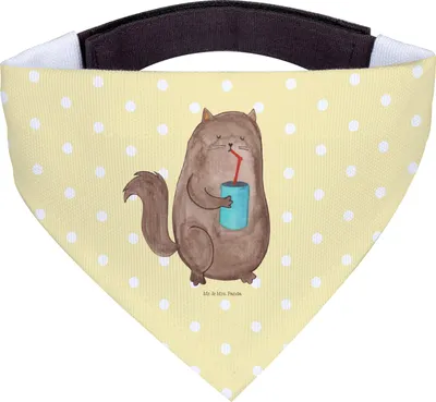 Produktbild von Mr. & Mrs. Panda Tuch Katze Dose - Gelb Pastell - Geschenk, Hundehalstuch, trinken, Katzenhalter, Halstuch Für Hunde, Hund, Katzen, Durstig, Cats, Hundebandana, Bandana