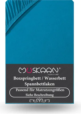 Produktbild von Premium Jersey Spannbettlaken 180x200 cm - 200x220 cm + 40 cm Boxspringbett mit Elasthan petrol