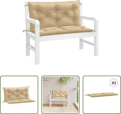 Zdjęcie produktu dla The Living Store Poduszki na ławkę ogrodową 2 szt. Tkanina Melange Beige 100x50x7 cm