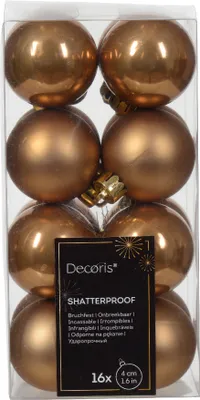 Produktbild von Weihnachtskugeln Kunststoff 4cm 16 Stück - Ingwerbraun