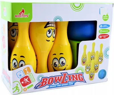 Produktbild von Kinder Bowling Set 6 Kegel & 1 Ball - Buntes Plastik Kegelspiel für Drinnen & Draußen
