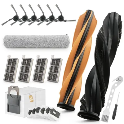 Zubehörset für Saugroboter, 2 Hauptbürsten, 6 Staubbeutel, 4 HEPA-Filter