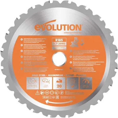 Obrázok produktu pre Evolution RAGE 185 mm / 20z TCT viacúčelový pílový list Widia pre pokosové píly Evolution