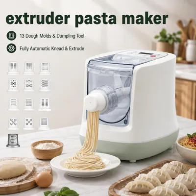 Immagine prodotto di Macchina per pasta elettrica - Completamente automatica - Potenza: 250 W - Capacità: 650 g, Immagine generata dall'IA