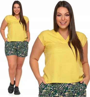 Produktbild von Moraj - Bluse Größe S - Damenbluse Gelb - Bluse gelb fur Damen - Bluse kurzarm V-Ausschnitt
