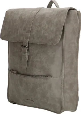 Produktbild von Damen Herren Überschlag Rucksack Plane Tasche Fahrradrucksack Kurier leder Optik Rollup Bag  Grau