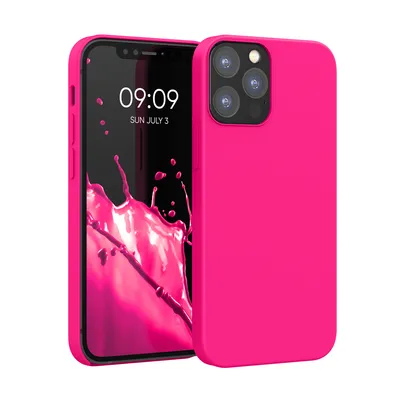 Produktbild von kwmobile Handyhülle für iPhone 12 Hülle / iPhone 12 Pro Hülle - Silikon Handy Case - weiche Oberfläche - kabelloses Laden - Neon Pink