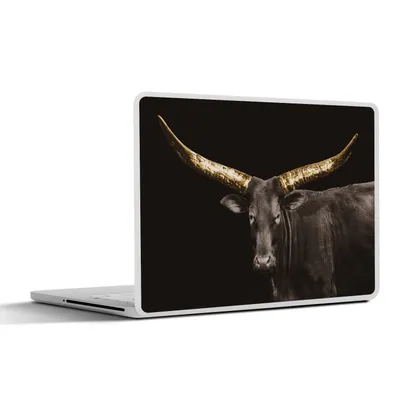 Produktbild von MuchoWow® Laptop Aufkleber Sticker Cover Kuh - Gold - Schwarz 32.5x23.5 cm - Sticker für Laptop - Selbstklebend