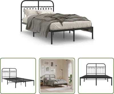 Produktbild von The Living Store Bettgestell mit Kopfteil Metall Schwarz 120x190 cm