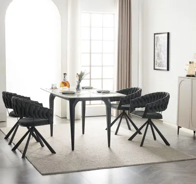Imagen del producto de Juego de 2 sillas de comedor de lujo – Sillas de comedor giratorias – Sillas de comedor de terciopelo – Sillas para mesa de comedor – Sillas