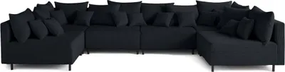 Image de Lisa Design Edinburg - canapé modulable panoramique 6 places - en velours côtelé , Noir