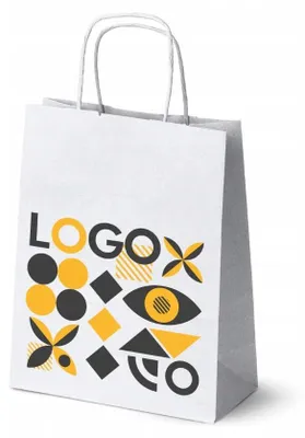 Obrázek produktu pro Allbag Bílá papírová taška s potiskem 100 ks