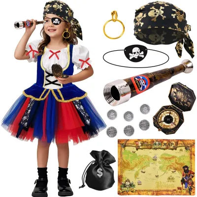 Immagine prodotto di Costume da pirata per bambini - Costume da pirata per bambine - Costume da pirata da donna - Costume da pirata da uomo - Costume da pirata per ragazzi - Adatto per feste - Costume per bambini