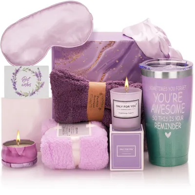 Immagine prodotto di Set regalo benessere per donne, linea viola, con tazza e candela