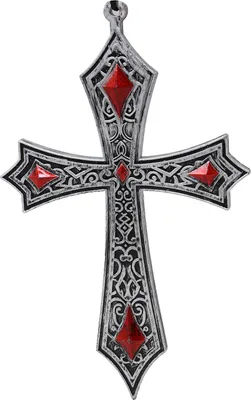 Immagine prodotto di Religione Croce Gotica Halloween Gioielli Simbolo Collana Decorazione Accessorio Gotico Misticismo Gioiello Rosso Insolito Gioielli, Colore: Argento