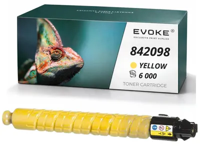 Obrázok produktu pre Kompatibilná tonerkartuša Evoke pre tlačiareň Ricoh MPC-406 306Y 842098, žltá, výtlačnosť 6 000 strán, kompatibilná s modelmi Aficio MP C306, C307 a C406