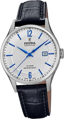 Produktbild von Festina Leder Herren Uhr F20007/2 Armband-Uhr schwarz Swiss Made D2UF20007/2