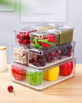 Immagine prodotto di Organizer per frigorifero, set da 7 pezzi, impilabili, senza BPA, contenitori da cucina