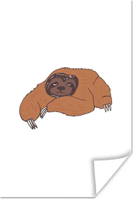Produktbild von MuchoWow® Poster Faultier - Kinder - Weiß - Jungen - Mädchen 120x180 cm - Kunstposter