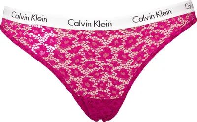 Produktbild von CALVIN KLEIN Damen-Slip, Spitzenhose mit sichtbarem Gummiband mit Logo und Baumwollzwickel, Unterwäsche Artikel QD3860O, S, Poliammide 90%,Elasthan 10%