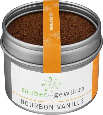A tin of ground Bourbon vanilla spice.