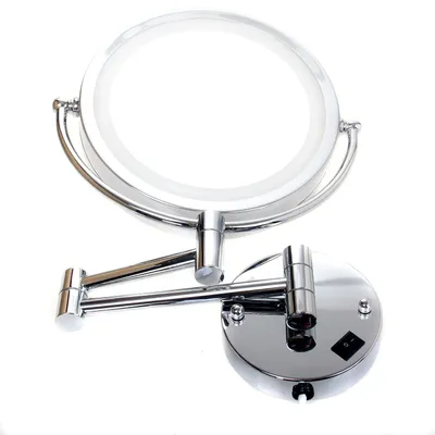 LED-Wandspiegel 20 cm, 7-fach Vergrößerung, Wandmontage, silber