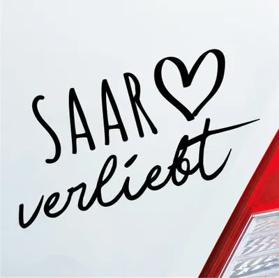 Produktbild von Auto Aufkleber Saar verliebt Herz Fluss River Wasser Water Liebe Car 19x10 cm Schwarz Glanz Sticker Heckscheibenaufkleber