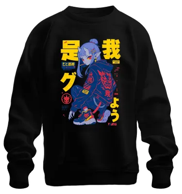Zdjęcie produktu dla Bluza z kapturem "Demon Girl Techwear Japan Streetwear Anime Y2K Otaku", czarna, rozmiar 3XL