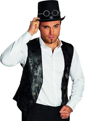 Produktbild von Schwarze Herren Steampunk Weste / Größe: 52 (L)