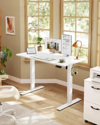 Produktbild von VASAGLE Elektrisch verstellbarer Stehtisch, Memory-Funktion mit 4 Höhen, Schreibtisch für Home Office, 120 x 60 cm, weiß