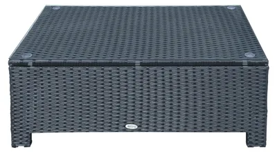 Produktbild von Garten Beistelltisch Couchtisch Aus Polyrattan, Wetterfest, Schwarz, 85X50X39Cm