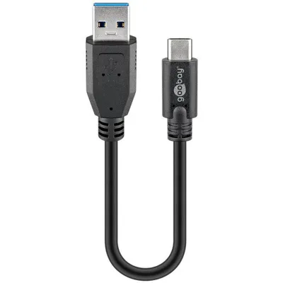 Produktbild von goobay USB C/USB 3.0 A Kabel 0,15 m schwarz, 1 St.