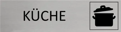 Produktbild von CombiCraft Aluminium Türschild Küche 165x45mm mit 3M-Tape zur Befestigung, einfache Kennzeichnung von Räumen und Bereichen