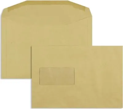 Produktbild von Kuvertierhüllen 162x235mm 80g/qm gummiert Fenster VE=500 Stück braun