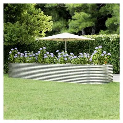 Produktbild von Hochbeet Silber 447x140x68 cm aus pulverbeschichtetem Stahl