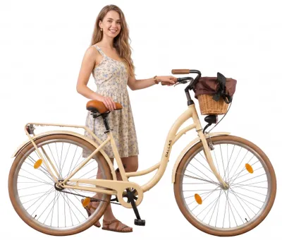 Produktbild von Dallas Bike Fahrrad Mit Weidenkorb - Damenfahrrad 28 Zoll - 1-Gang Rücktritt - Rahmen M 18" - Creme