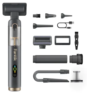 Produktbild von Fanttik Slim V10 APEX Kabelloser 4-in-1 Auto & Tragbarer Mini-Handstaubsauger, 19 kPa Saugkraft, Smarter Digitalanzeige, 2 Saugmodi für kleine Reinigungsarbeiten, Auto, Bürotisch, Tastaturen (Grau)