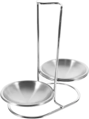 Produktbild von Eleganter Löffelhalter aus Edelstahl mit zwei Schalen für Küche und Restaurant