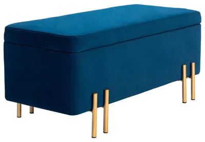 Immagine prodotto di Panca contenitore - Poggiapiedi imbottito | Colore: Blu | Dimensioni: 100x40x42 cm