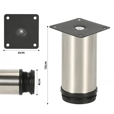 Rusoz 4 Pezzi Piedini Per Mobili Regolabili,Gambe Tavolo 150 Mm Alta Argento Opaco Piedi Letto In Alluminio Quadrato Regolabile In Altezza 0-20 Mm Con - Foto 12