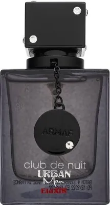 A studio shot of a bottle of Armaf Club de Nuit Urban Man Elixir Eau de Parfum for men.