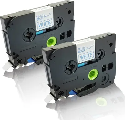 Produktbild von Print-Klex 2x Schriftbänder kompatibel kompatibel mit Bother Ptouch TZE-233 P-Touch 1000 1000 BTS 1000 F 1005 BTS 1005 F 1005 FB 1010 1080 1090 1200 1200P 1230 PC 1250 12mm x 8 m blue / white